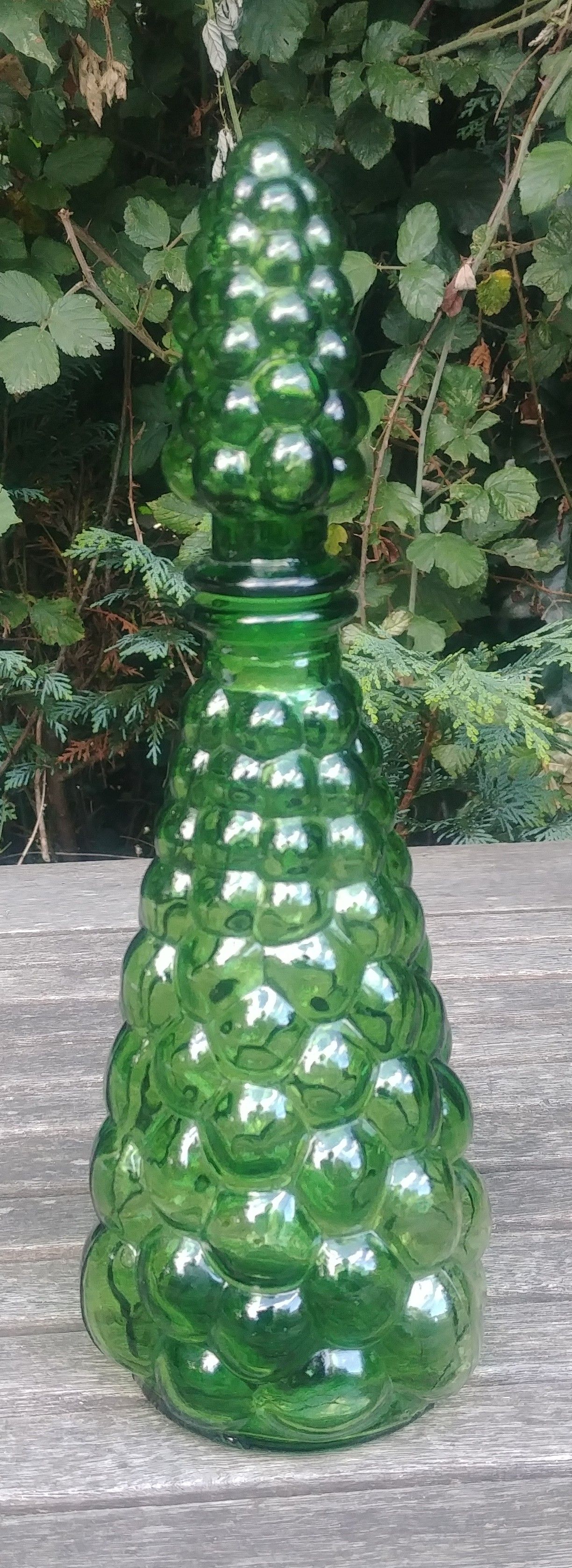 Small bubbled glass decanter from empoli -vintage rare made in italy, glassware 1970s/80s