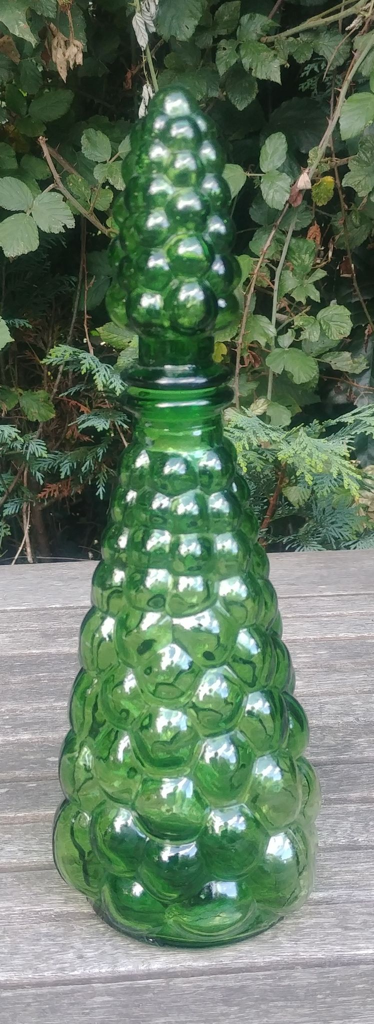 Small bubbled glass decanter from empoli -vintage rare made in italy, glassware 1970s/80s