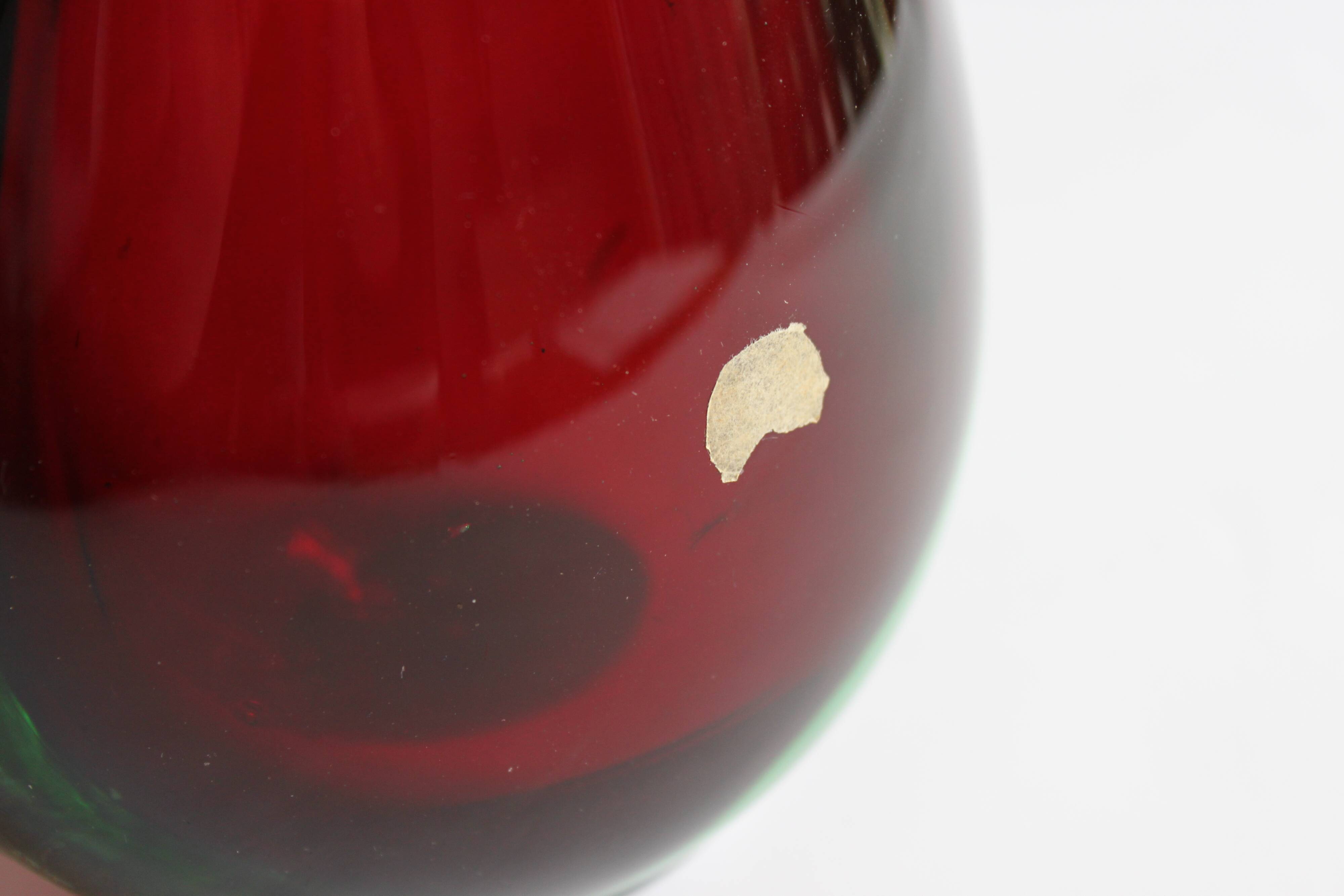 Sommerso drop vase in red and green, Murano 1950