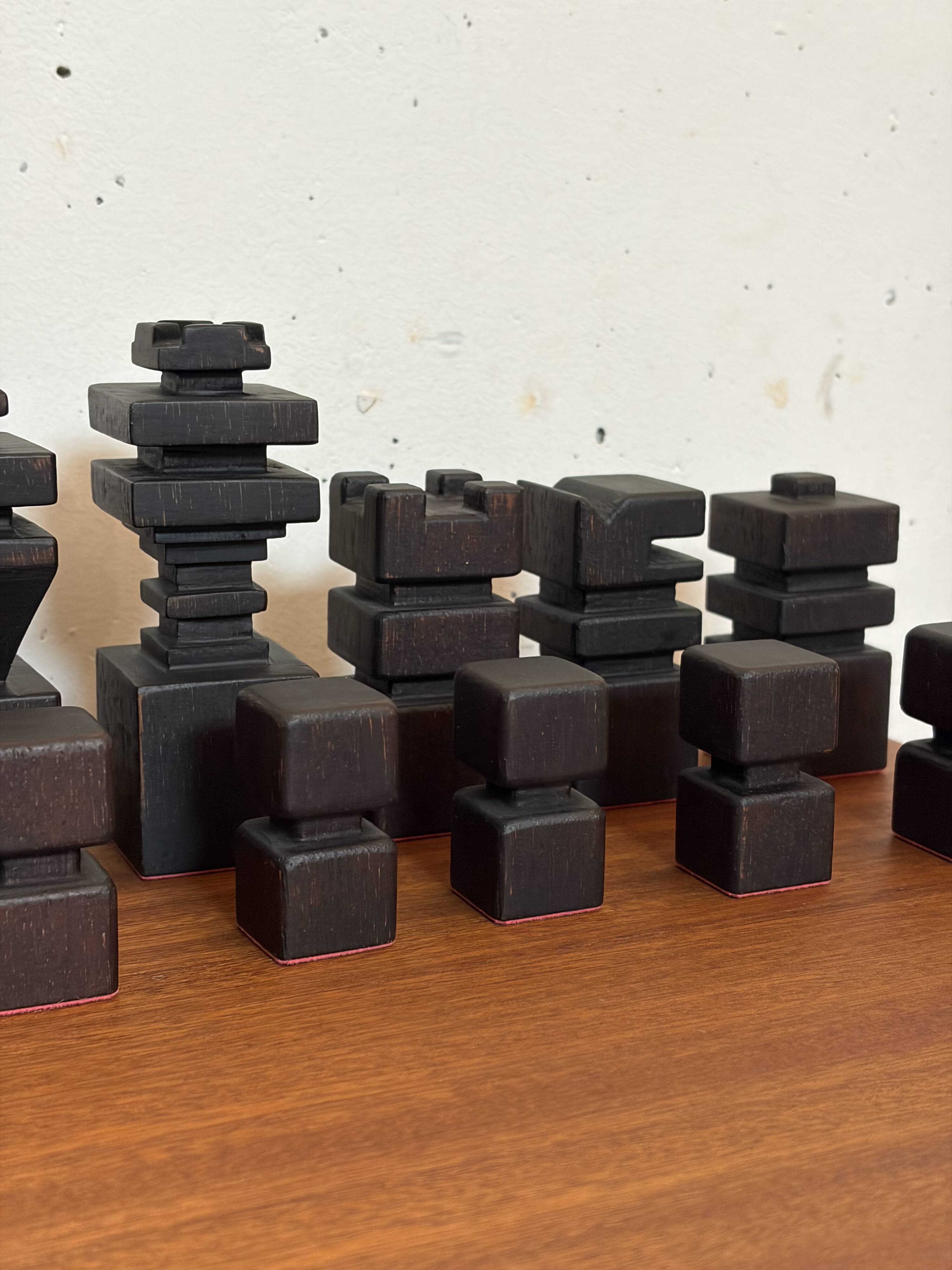 Wooden chess set, 1970