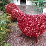 Pair of rattan armchairs