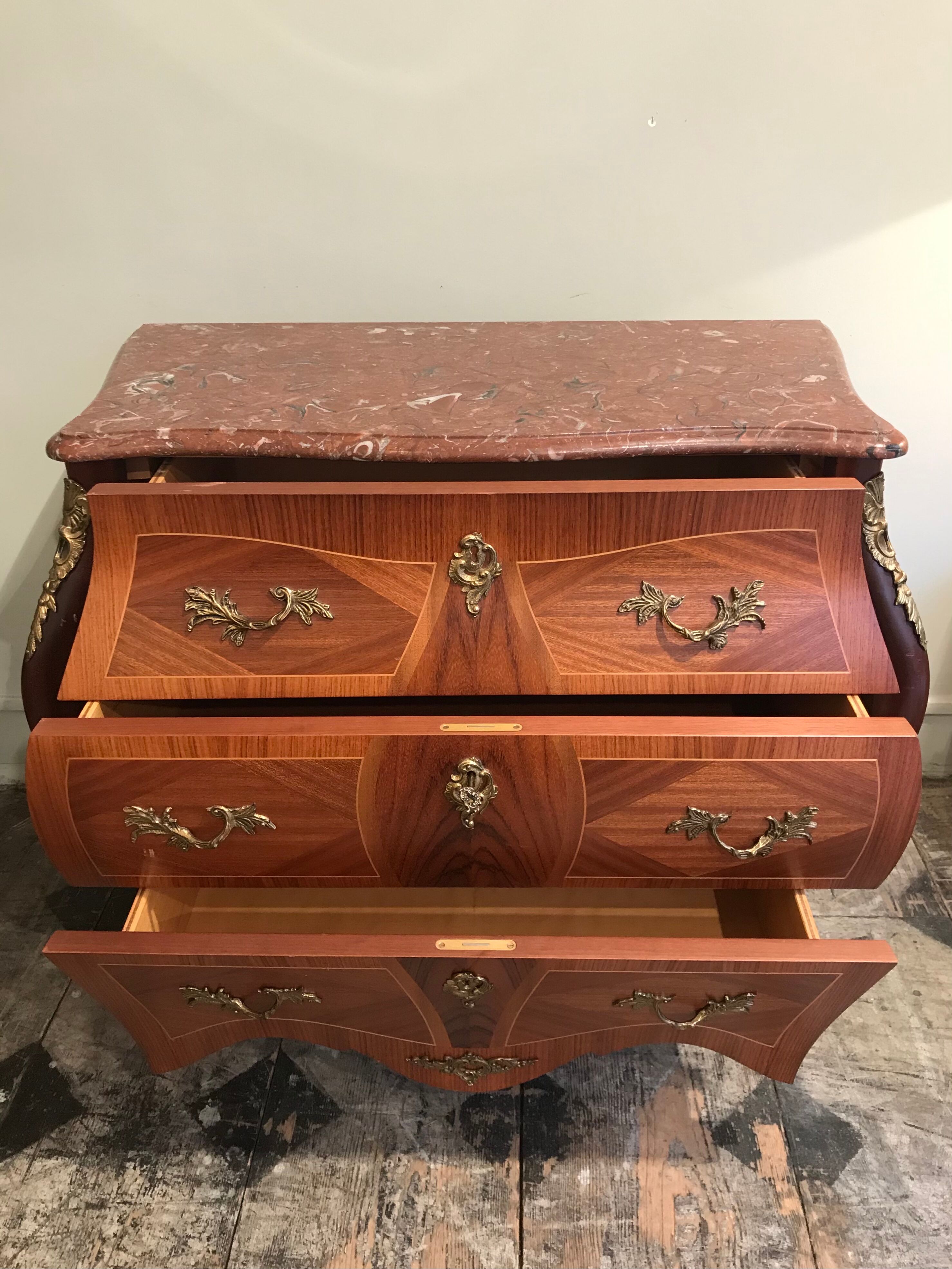 3-drawer neo-baroque commodus circa 1960 (pair available)