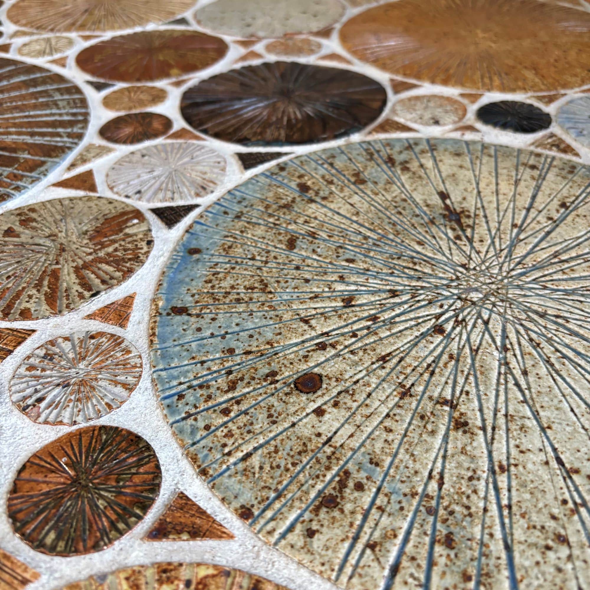 Ceramic and wooden side or coffee table, Tue Poulsen for Haslev, Denmark, 1960s