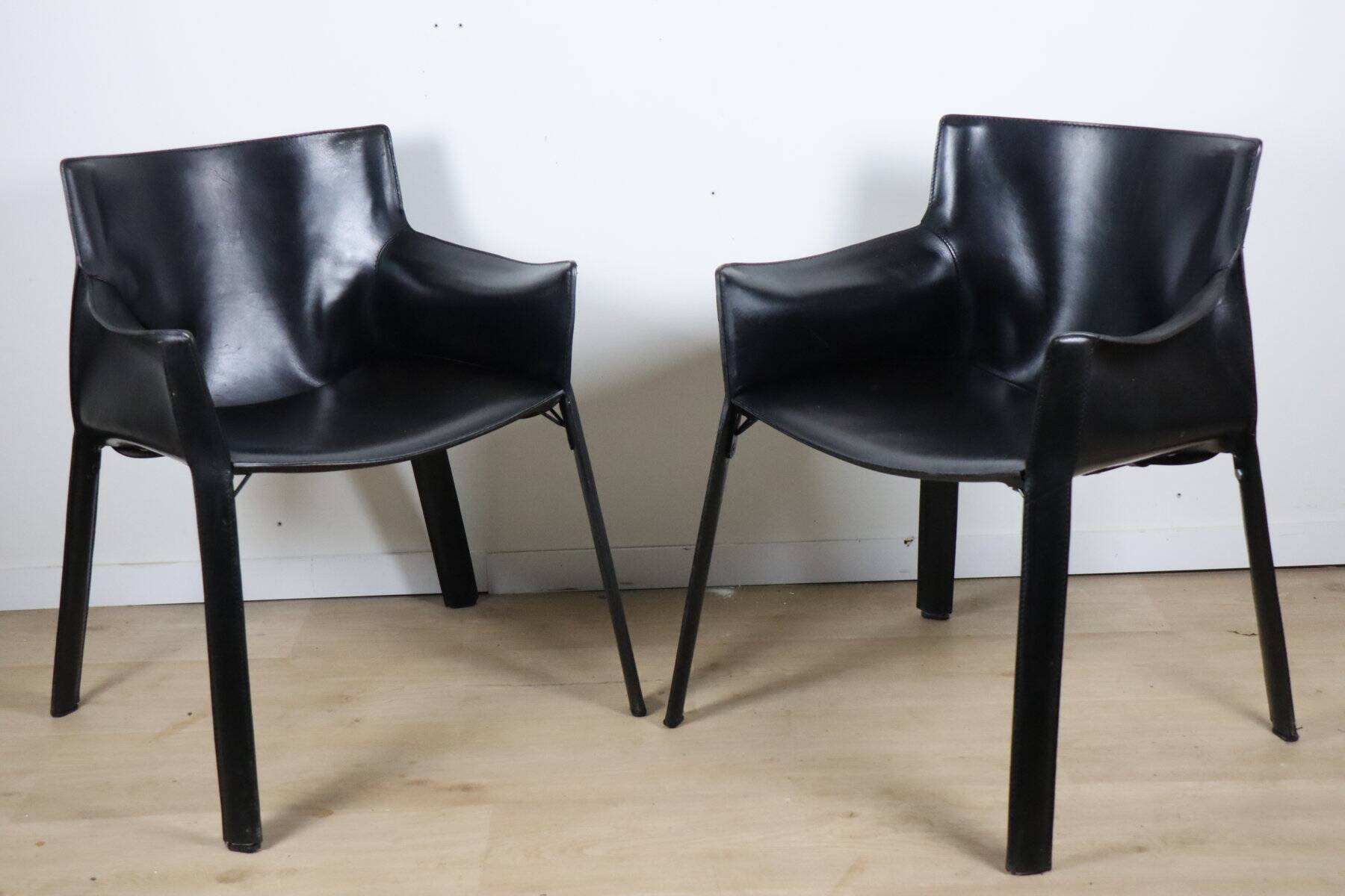Fauteuil vintage en cuir noir - Années 80