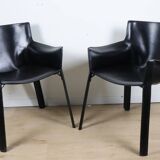 Fauteuil vintage en cuir noir - Années 80