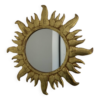 Vintage mirror 1960 sun gold resin witch - 49 cm