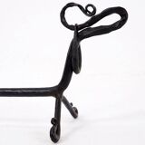 Pair of wrought iron dachshund andirons