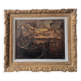 Boat at the dock by L. Bonamici