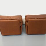 Pair of vintage Coquelicot lounge chairs by Tito Agnoli for Poltrona Frau in leather from the 70s