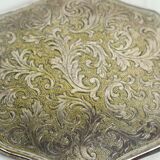 Silver plated hand mirror facet with silver mark bear floral pattern 25cm