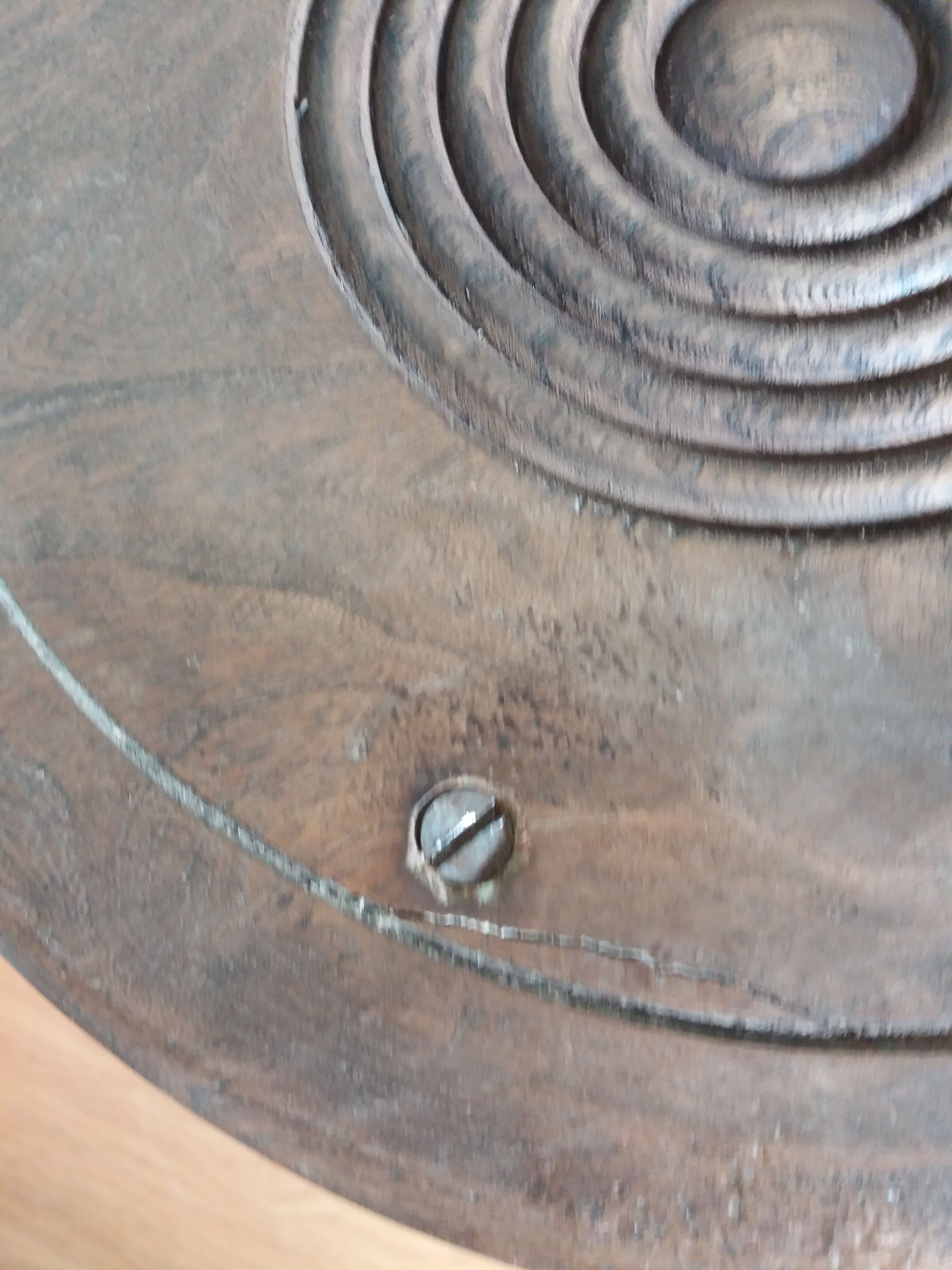 Tripod stool in wood turned coil way