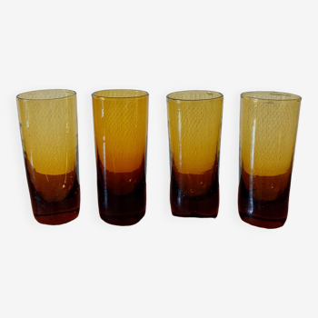 Set of 4 amber shot glasses