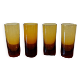 Set of 4 amber shot glasses