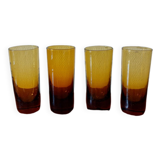 Set of 4 amber shot glasses