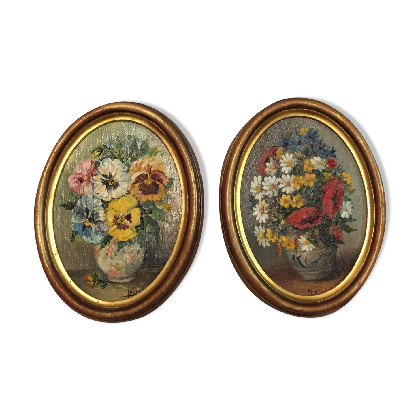 Painting tables oil bouquets of flowers