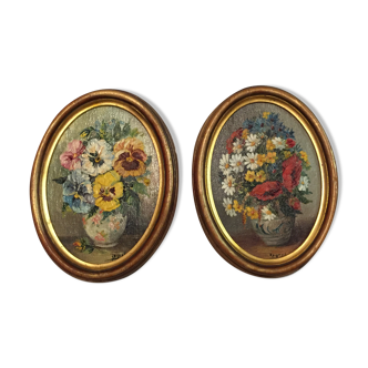 Painting tables oil bouquets of flowers