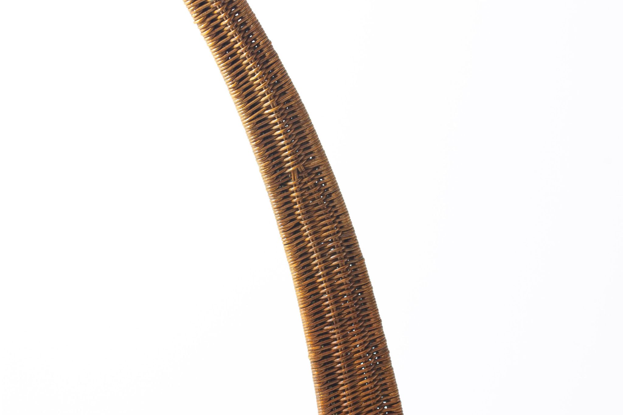 Italian wood arc floor lamp in rattan, 1970s