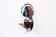 Pair of opal glass and solid wood wall lamps