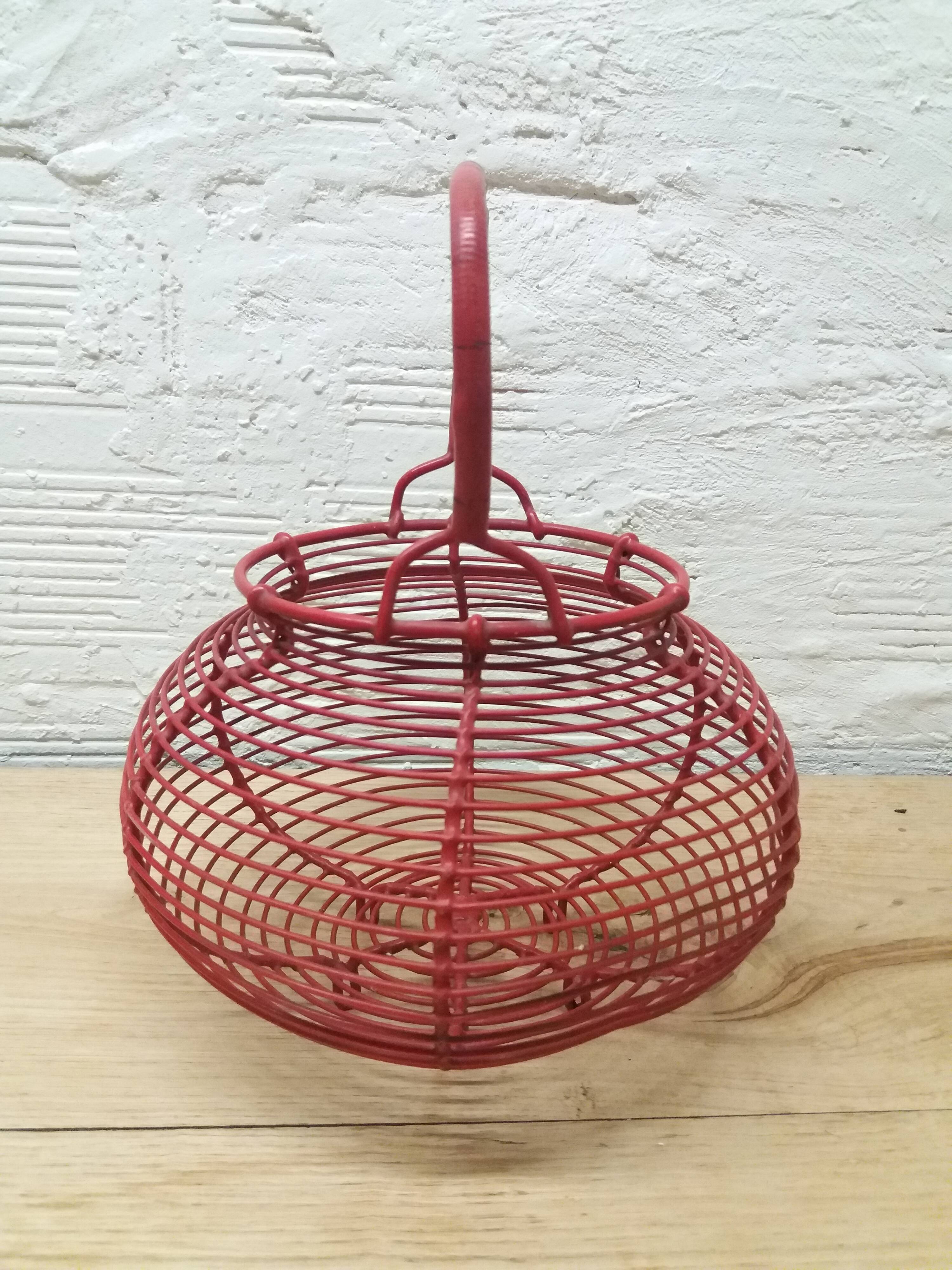 Vintage red egg basket