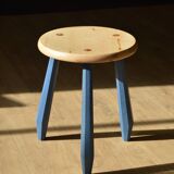 Low Maple / Elm Stool (blue)