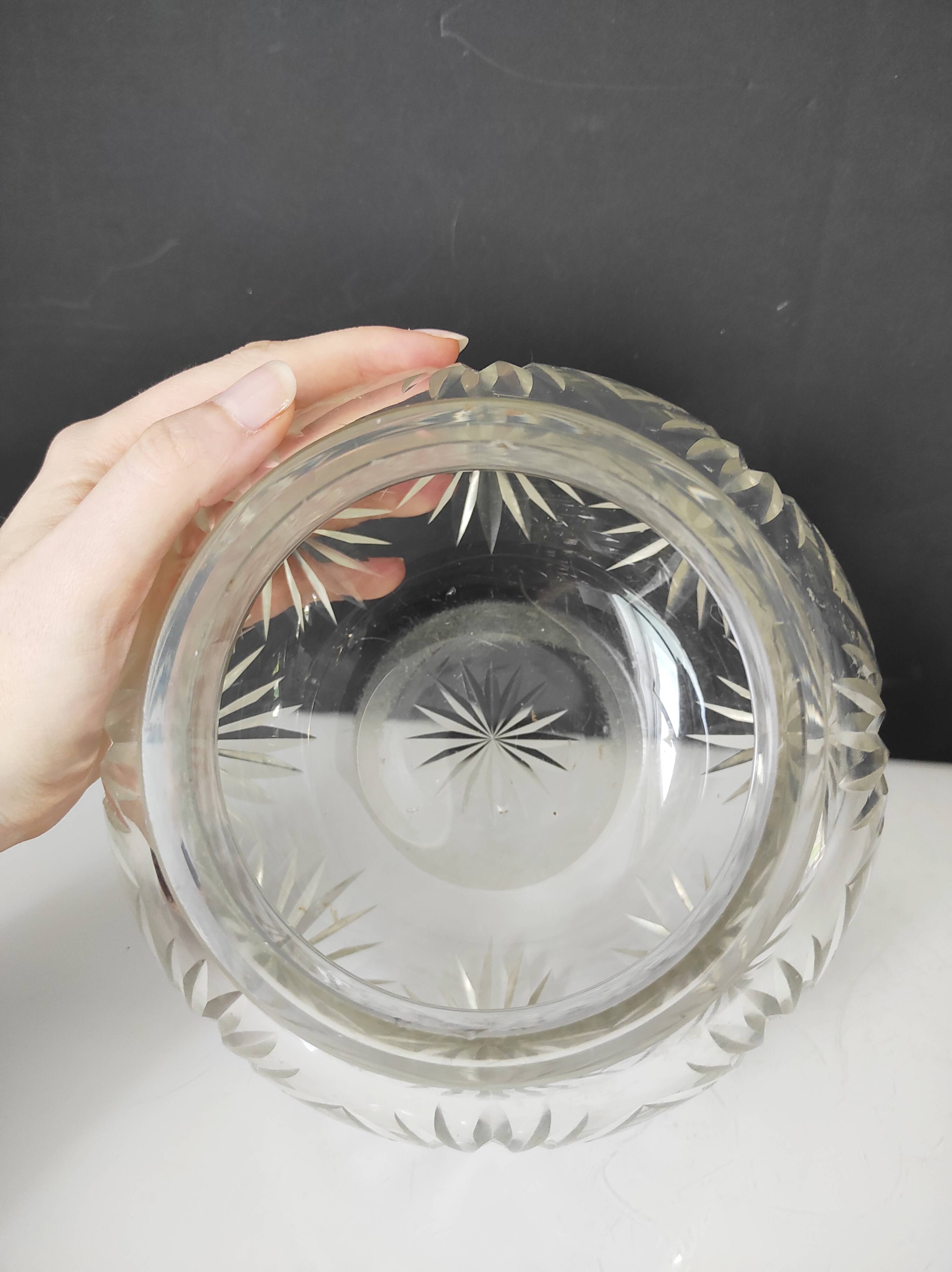 Cut crystal ball vase