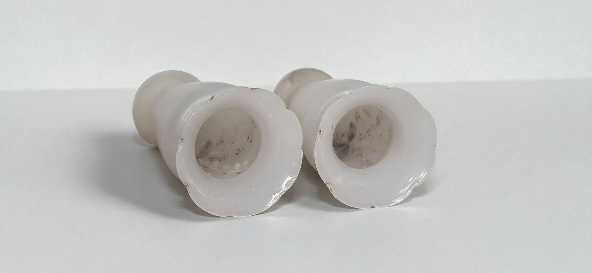 Pair of opaque enameled glass vases