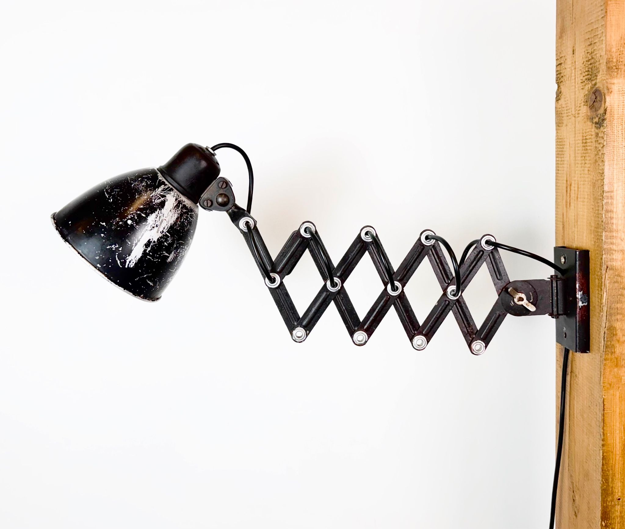 Industrial Black Scissor Wall Lamp, 1950s