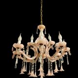 Vintage Italian Pink Opaline Murano Glass Chandelier