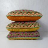 3 vintage crochet cushions