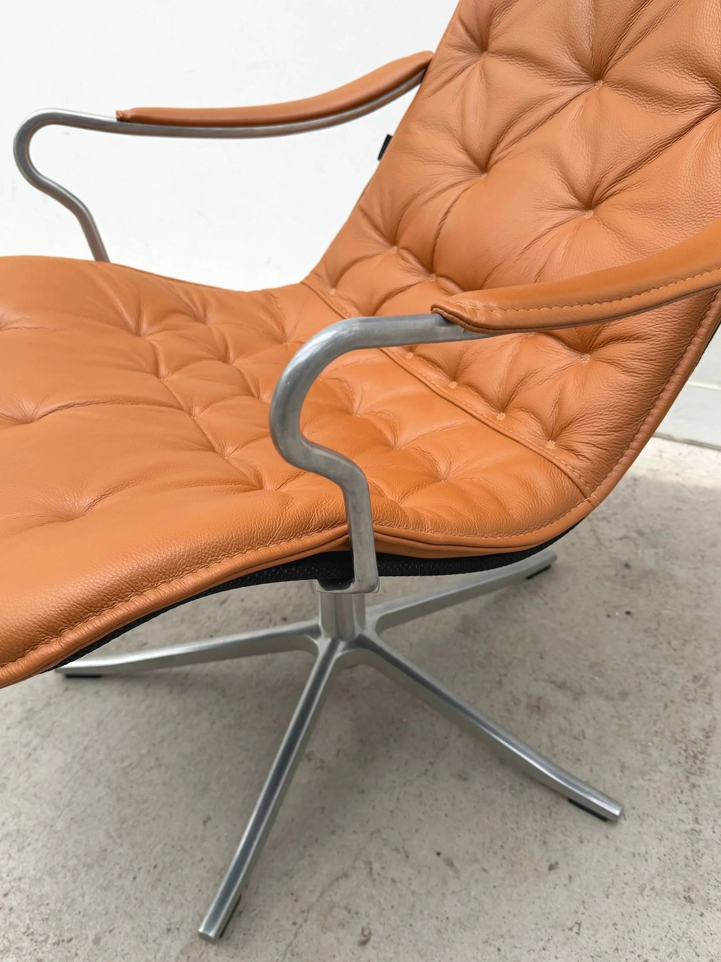 "Bravo" armchair by Jan Ekström for Conform in leather and aluminium, Sweden 2018