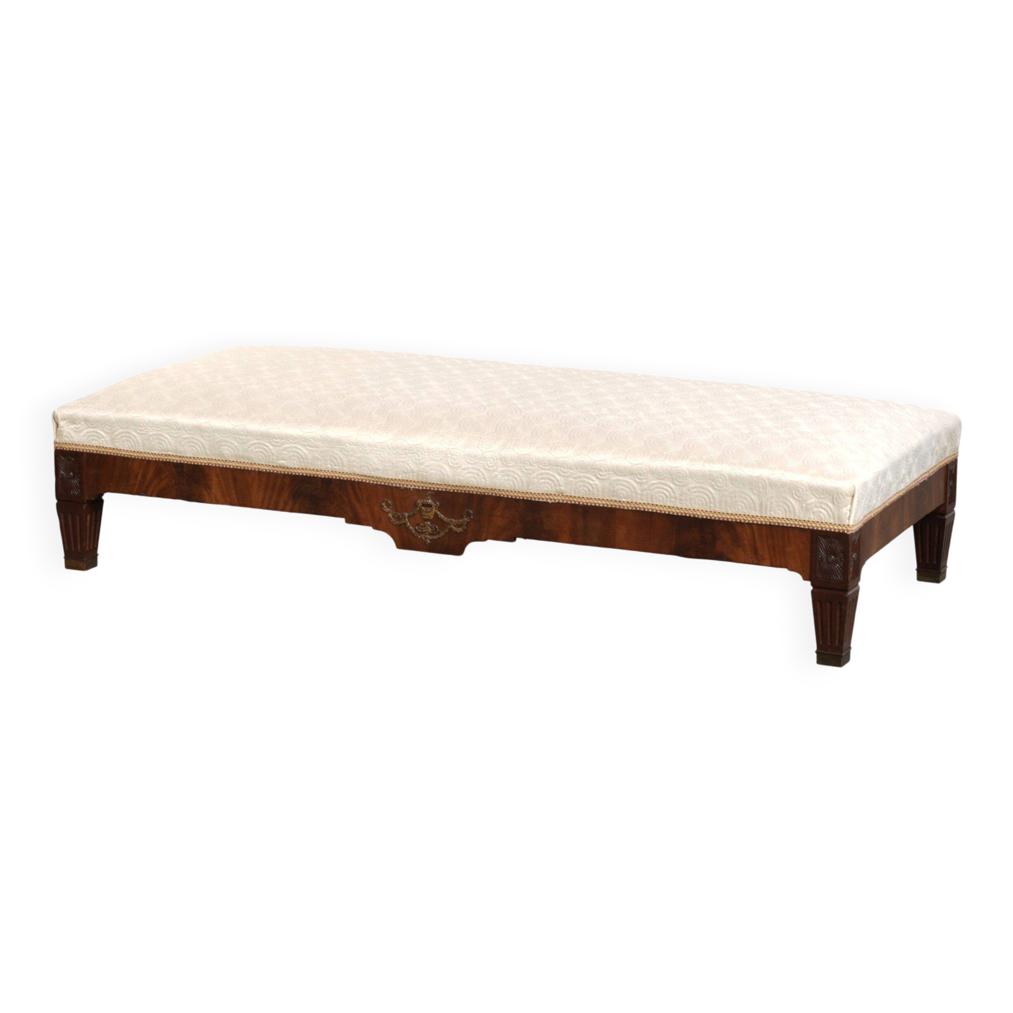 Antique French sofa from the 19th century in Empire style with a silk seat