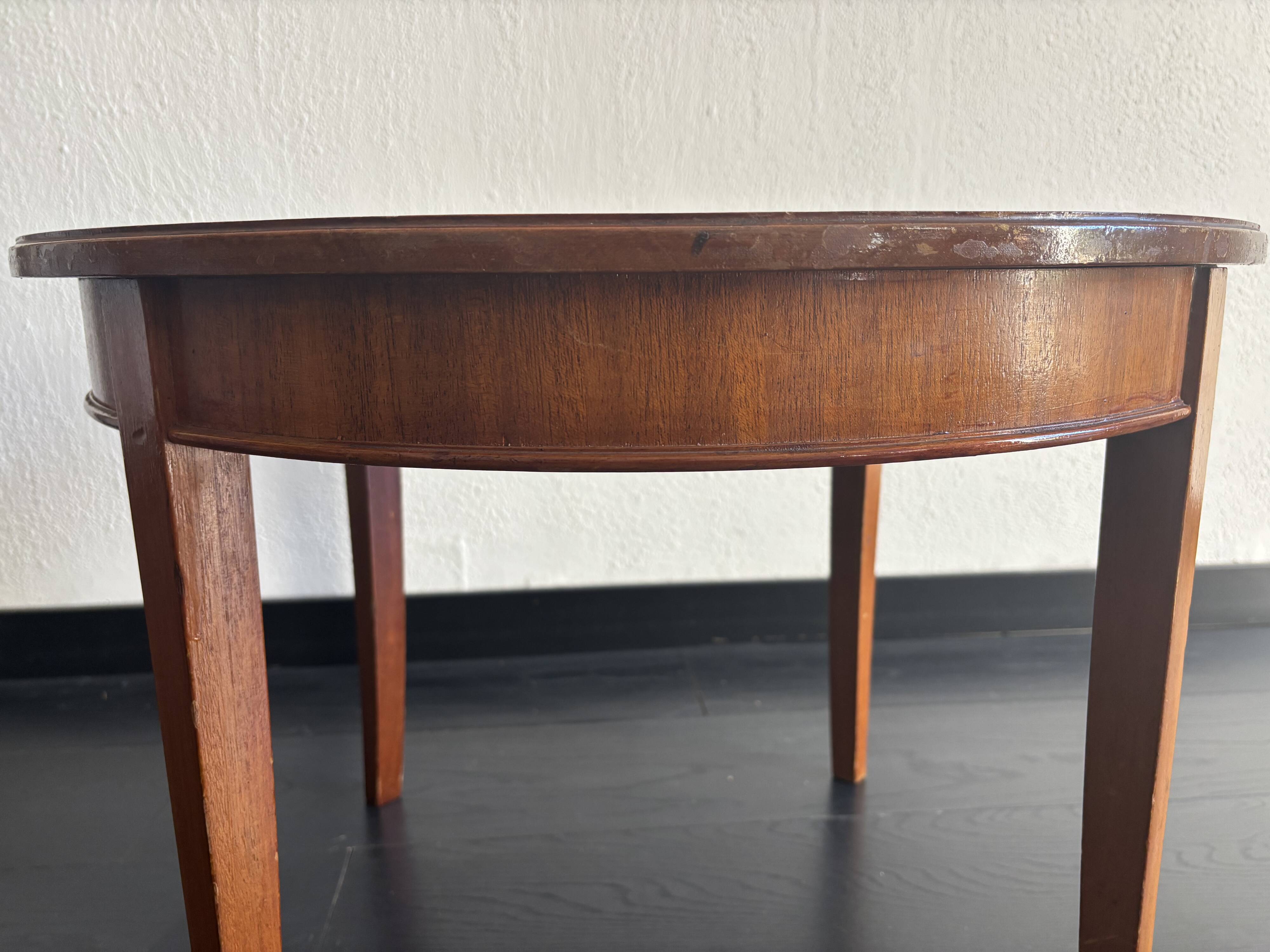 Table basse, guéridon rond en bois Hainke, Allemagne 1950