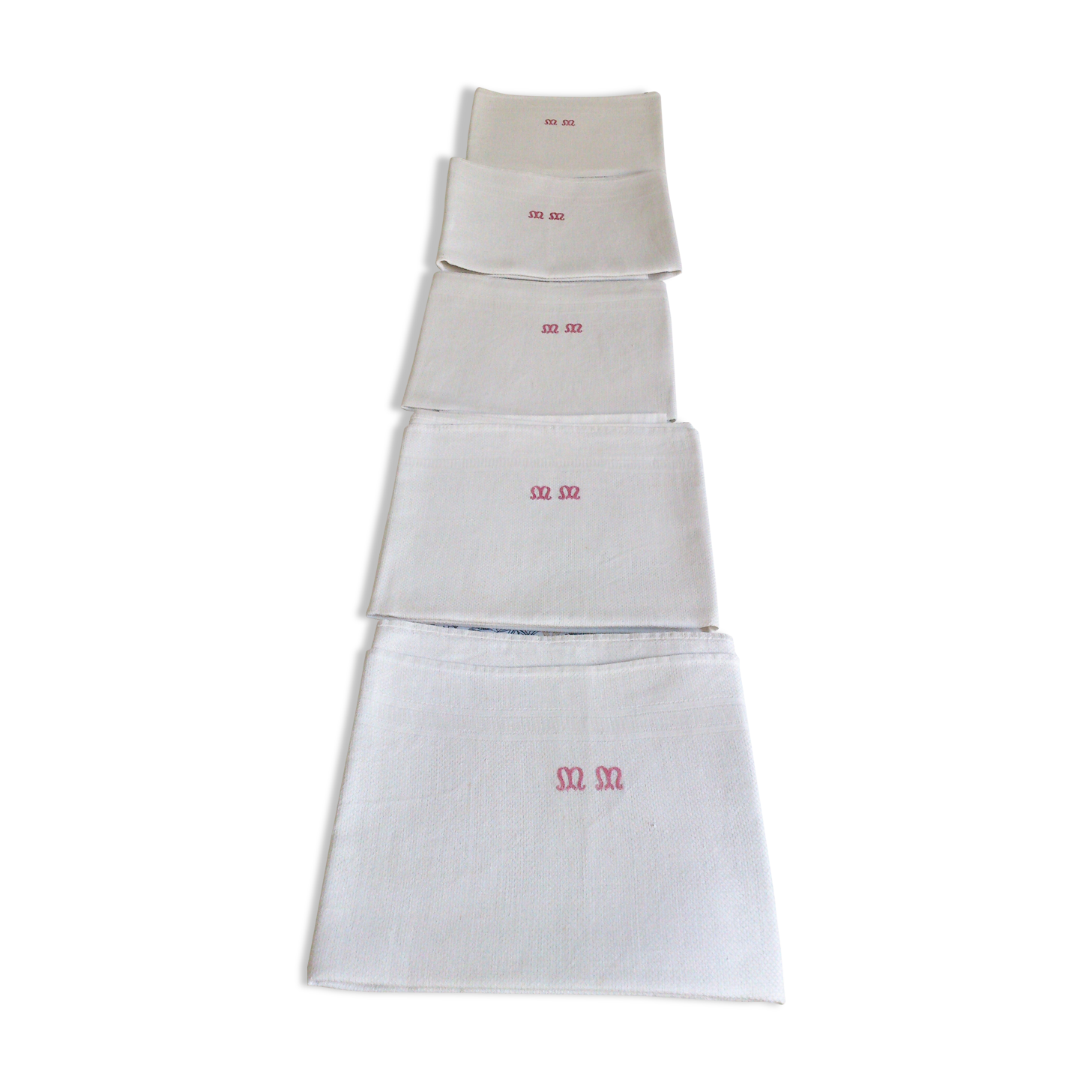 Lot de 5 serviettes ou essuie-mains monogrammées