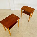 Tables de chevet vintage danoises en teck et chêne du milieu du siècle par Næstved Møbelfabrik
