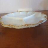 Dish with 3 compartments in opaline and vintage gilding