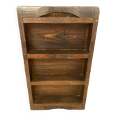 Ancienne Étagère à Épices 3 Cases En Bois A Suspendre Vintage #B193