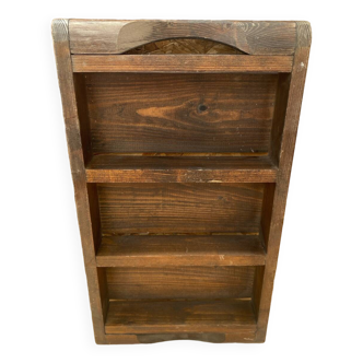 Antique 3 Compartment Wooden Hanging Spice Rack Vintage #B193