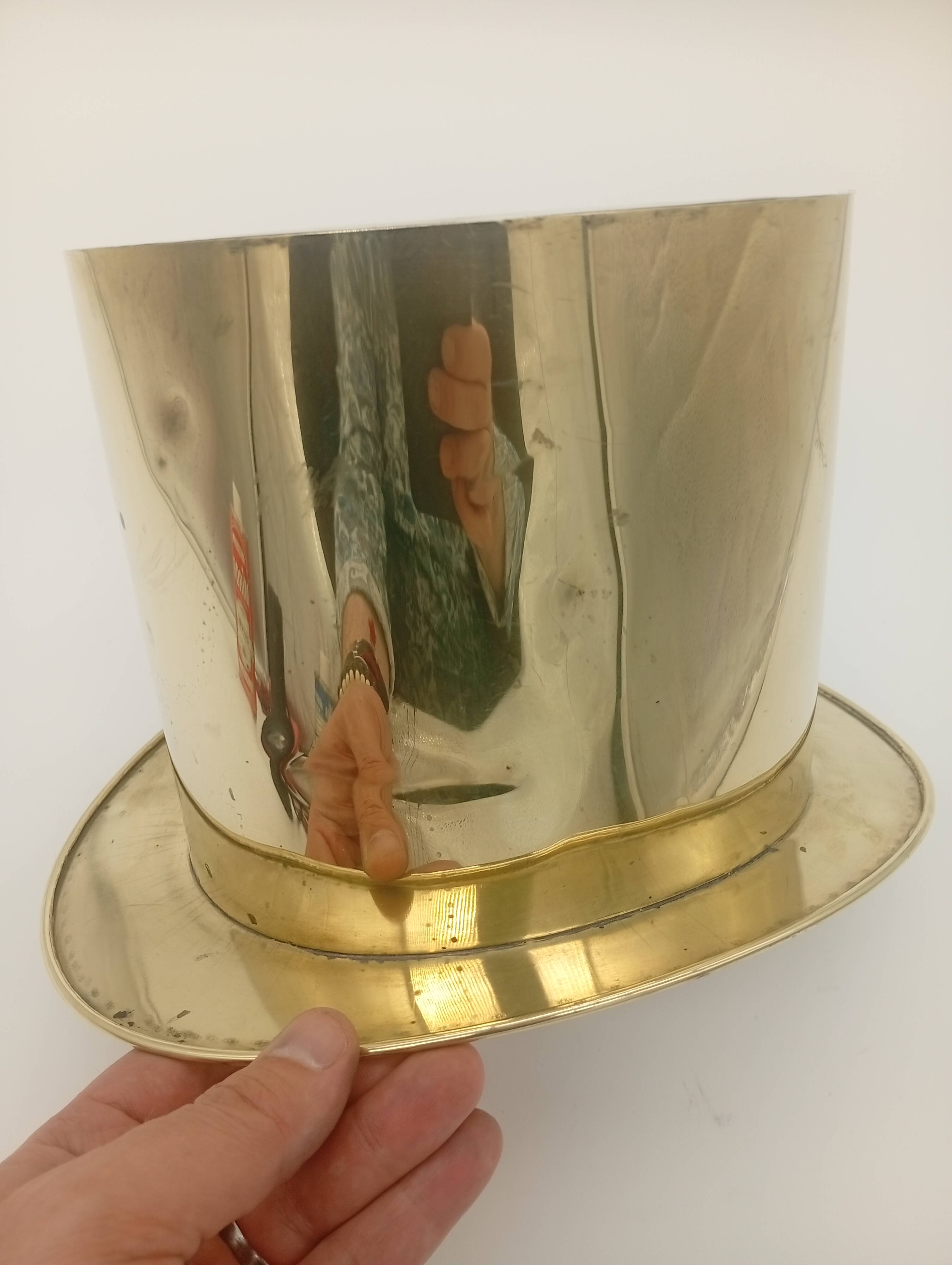 Ice Bucket Champagne Cooler Top Hat Vintage Brass