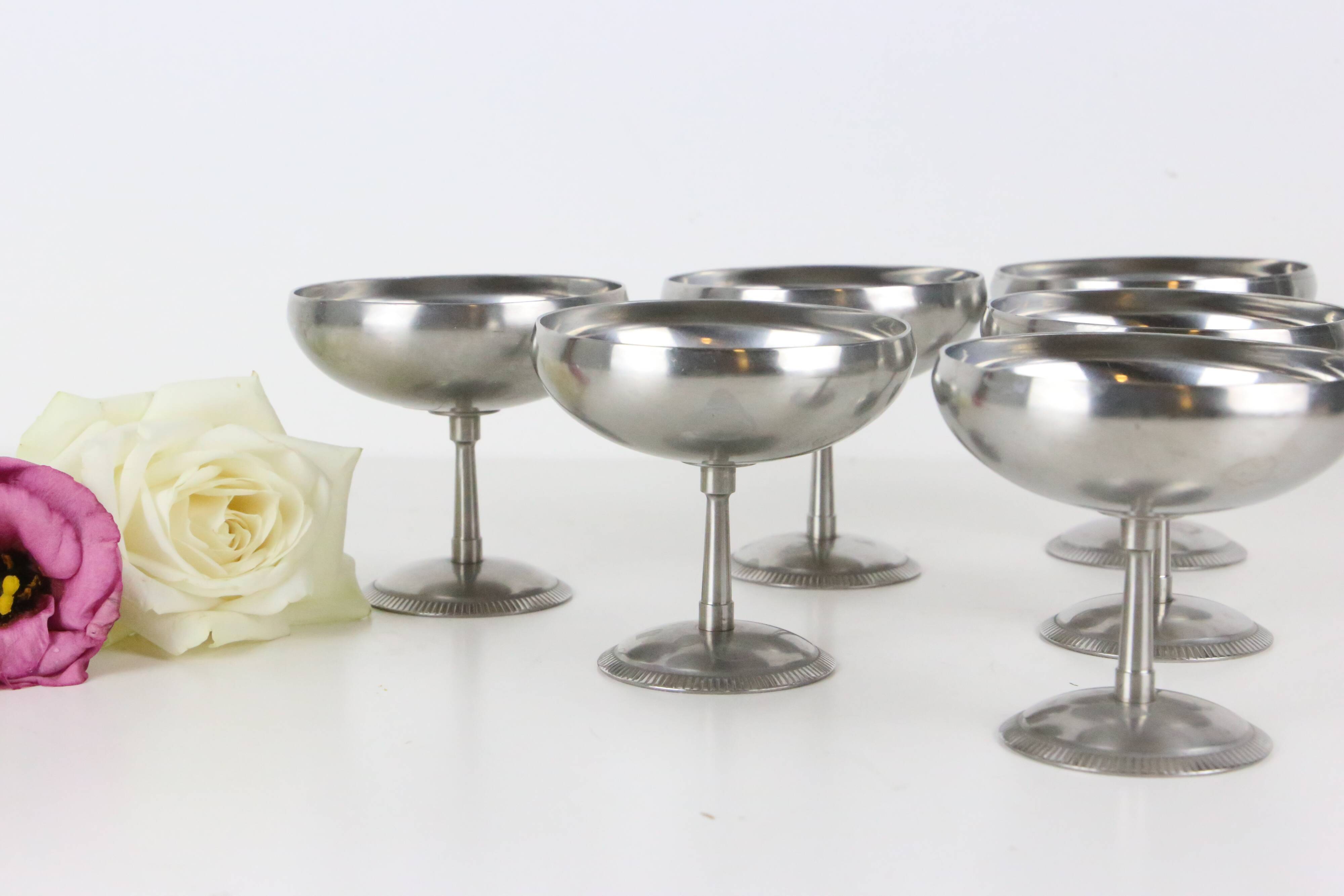 Set of 6 stainless steel bowls by Letang-Remy, vintage French, 1970s