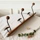 Vintage wood and metal coat hook 3 hooks