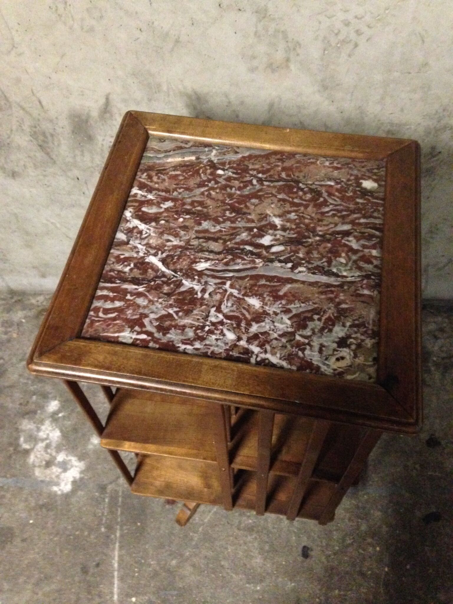 Library rotating shelf marble