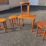 4 nesting teak rolling table Scandinavian design from the 60s Poul Hundevad