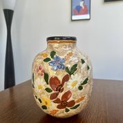 Ceramic vase by J. Massier Vallauris with floral decoration.