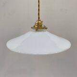 Pair of vintage white opaline pendant lights