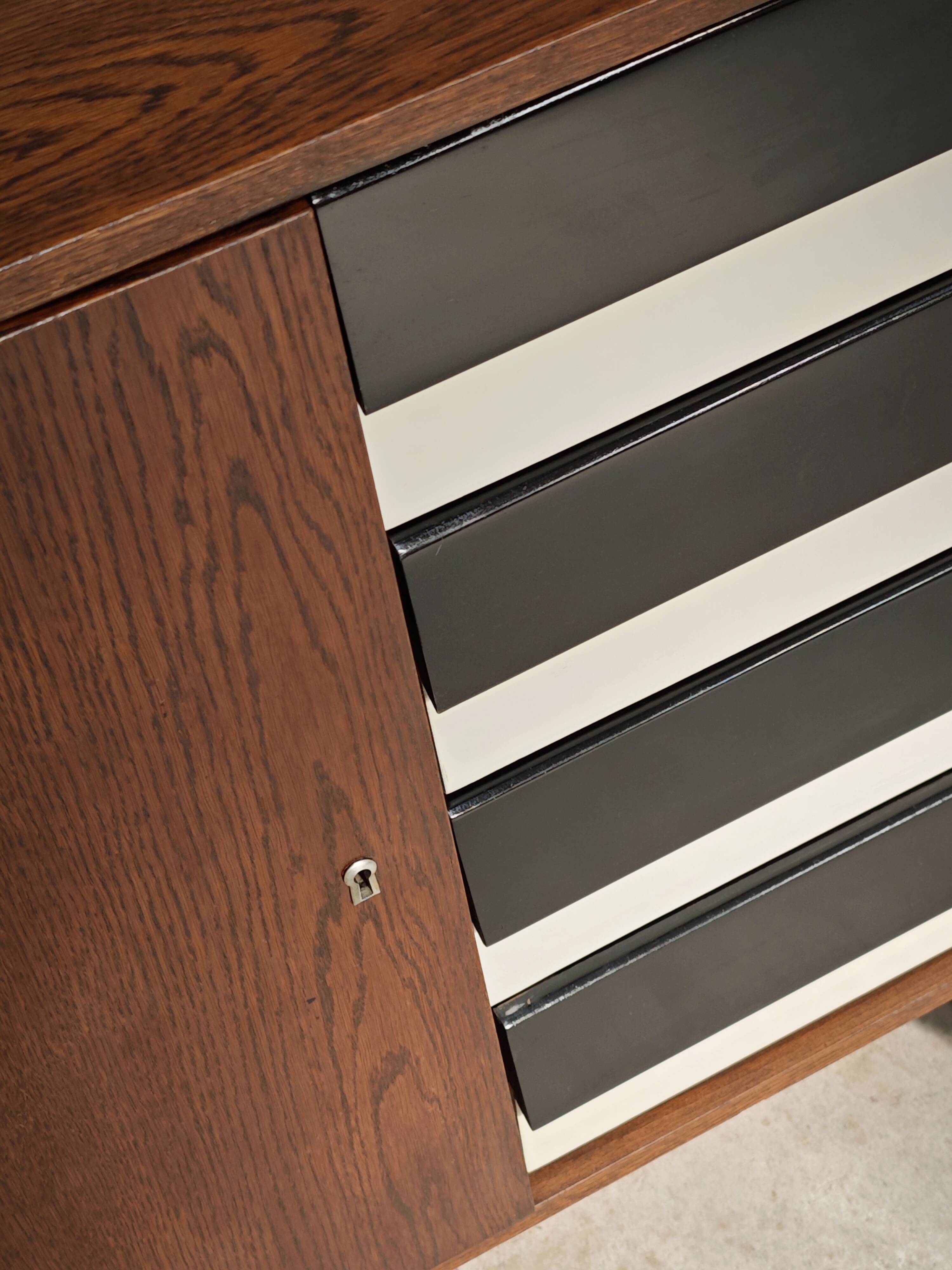 U 458 black and white sideboard by Jiri Jiroutek for Interier Praha, 1960