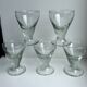 Set of 5 white wine glasses in molded glass and thick bottom 20s