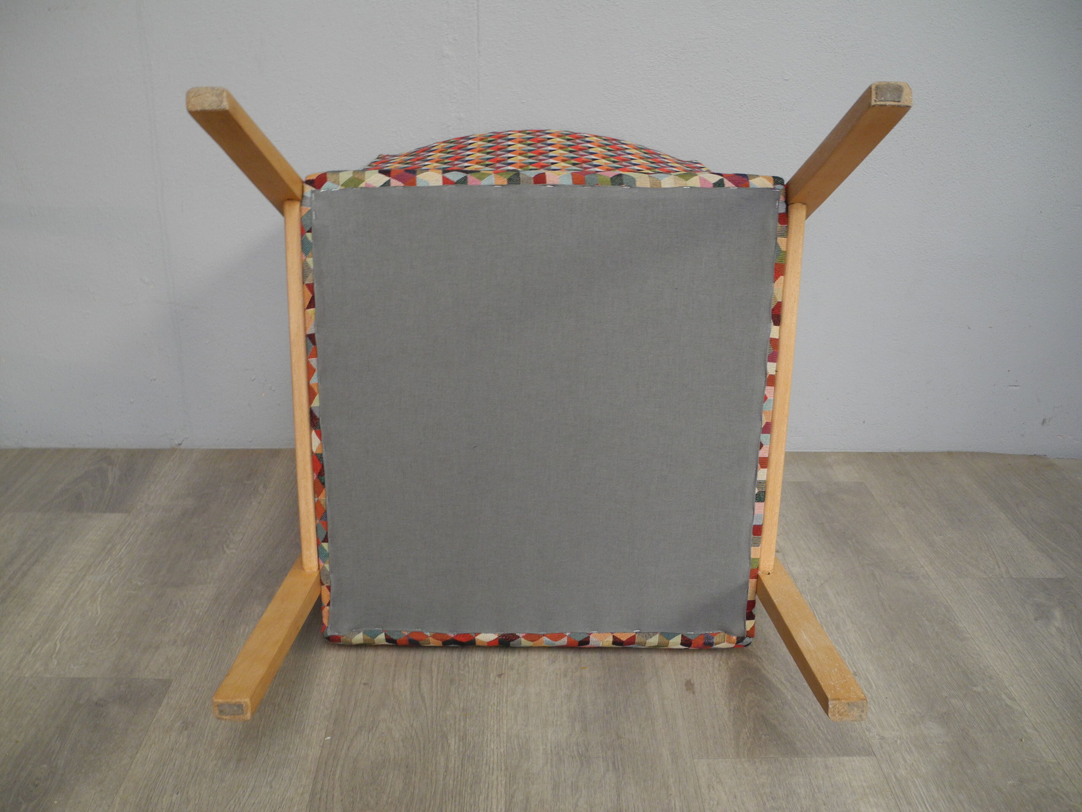 Vintage wood armchairs and fabrics 70s