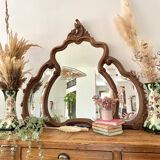 Beveled carved wooden mirror 120x103 vintage