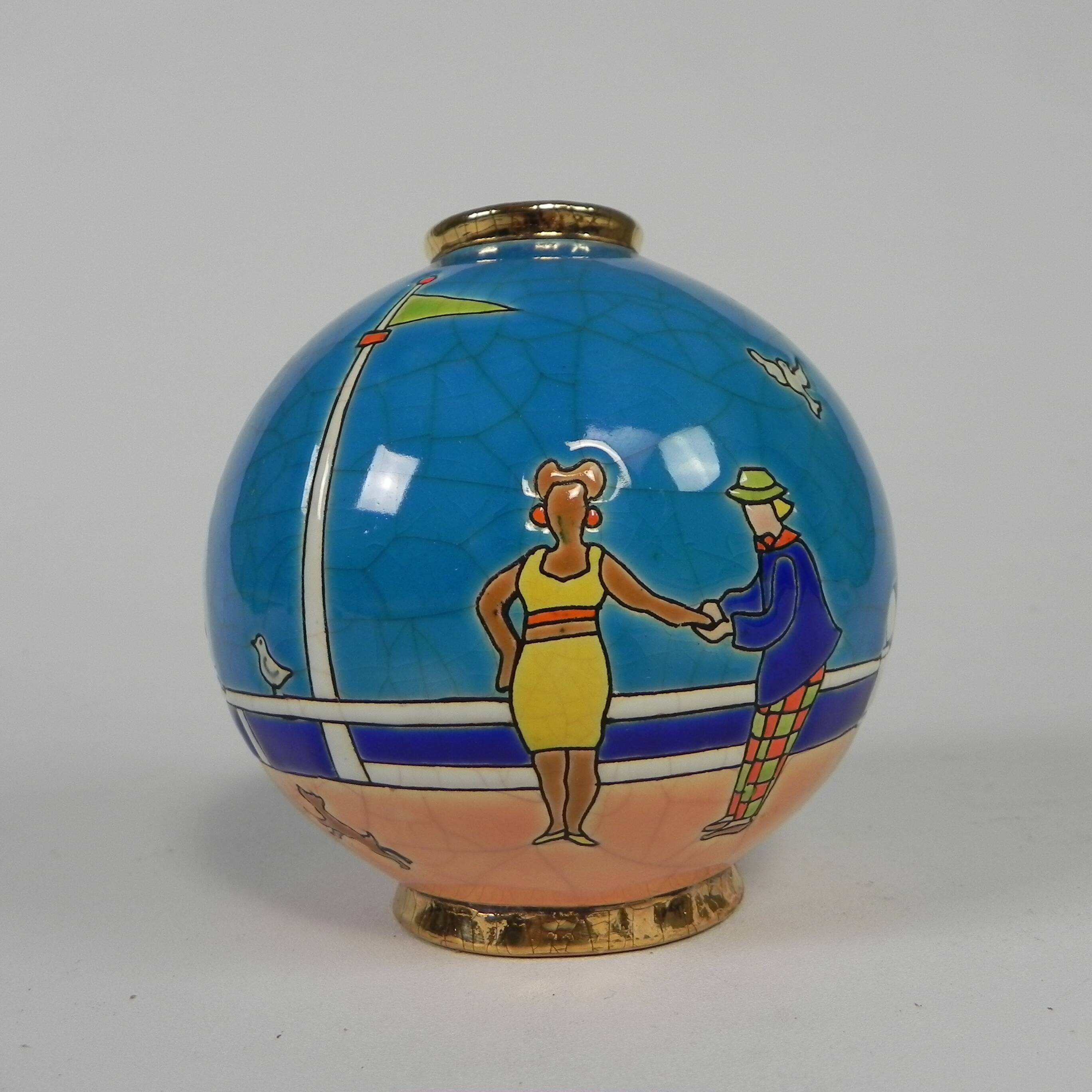 Ball vase ''le bal'' by Jean Boggio for Emaux Longwy, 1990s