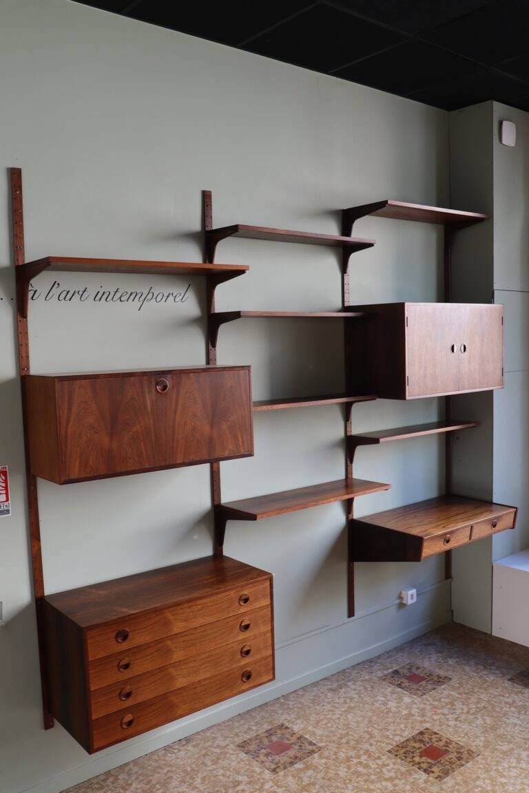 Modular rosewood wall bookcase by Thygesen and Sorensen for Hg Furniture, 1960